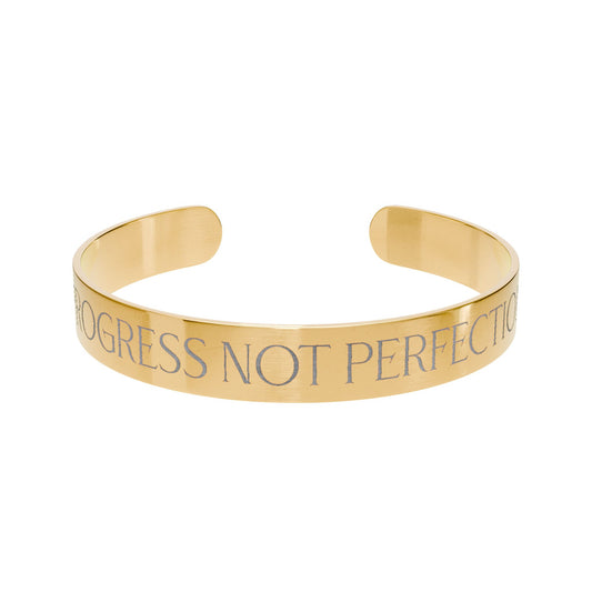 Progress Not Perfection Engraved Cuff Bracelet