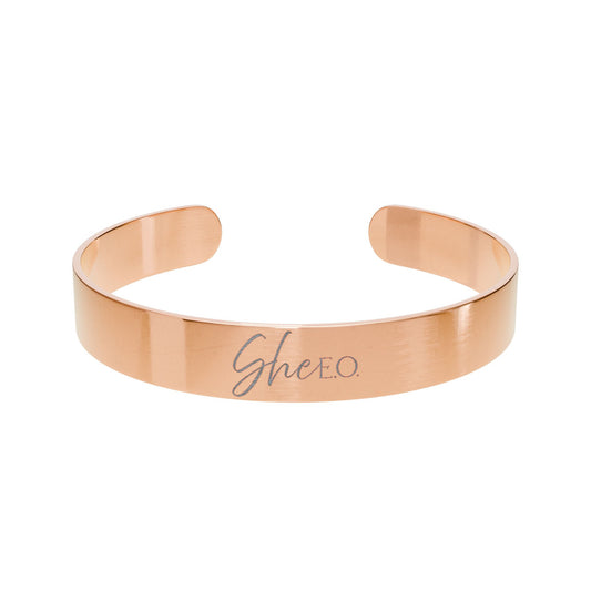She E O Engraved Cuff Bracelet