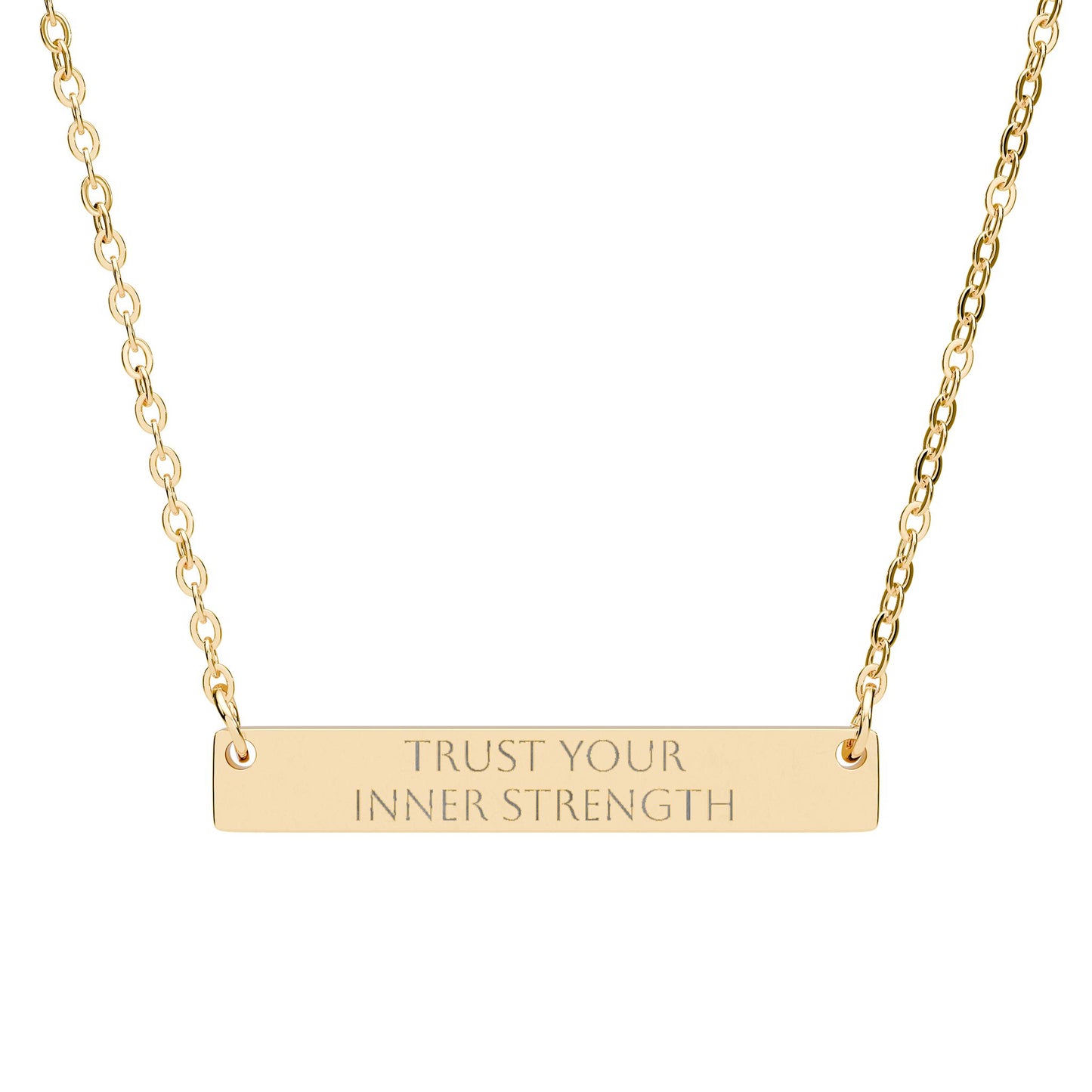 Trust Your Inner Strength Engraved Horizontal Bar Necklace