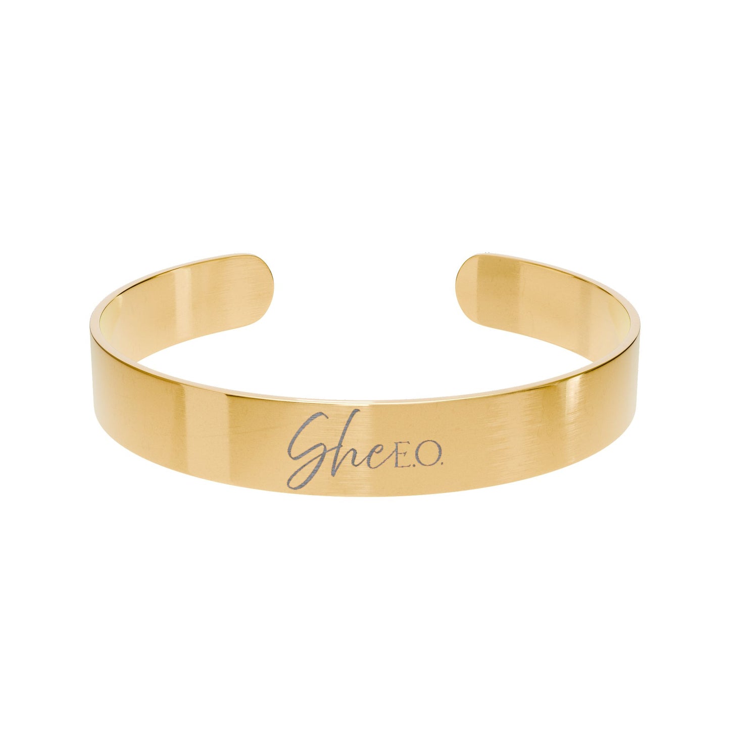 She E O Engraved Cuff Bracelet
