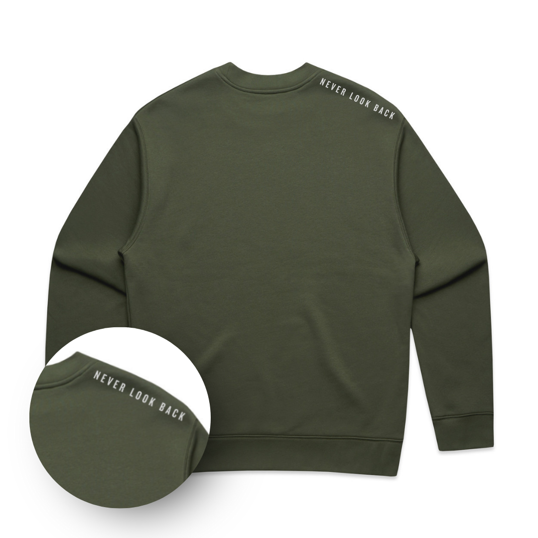 Never Look Back Embroidered Crewneck