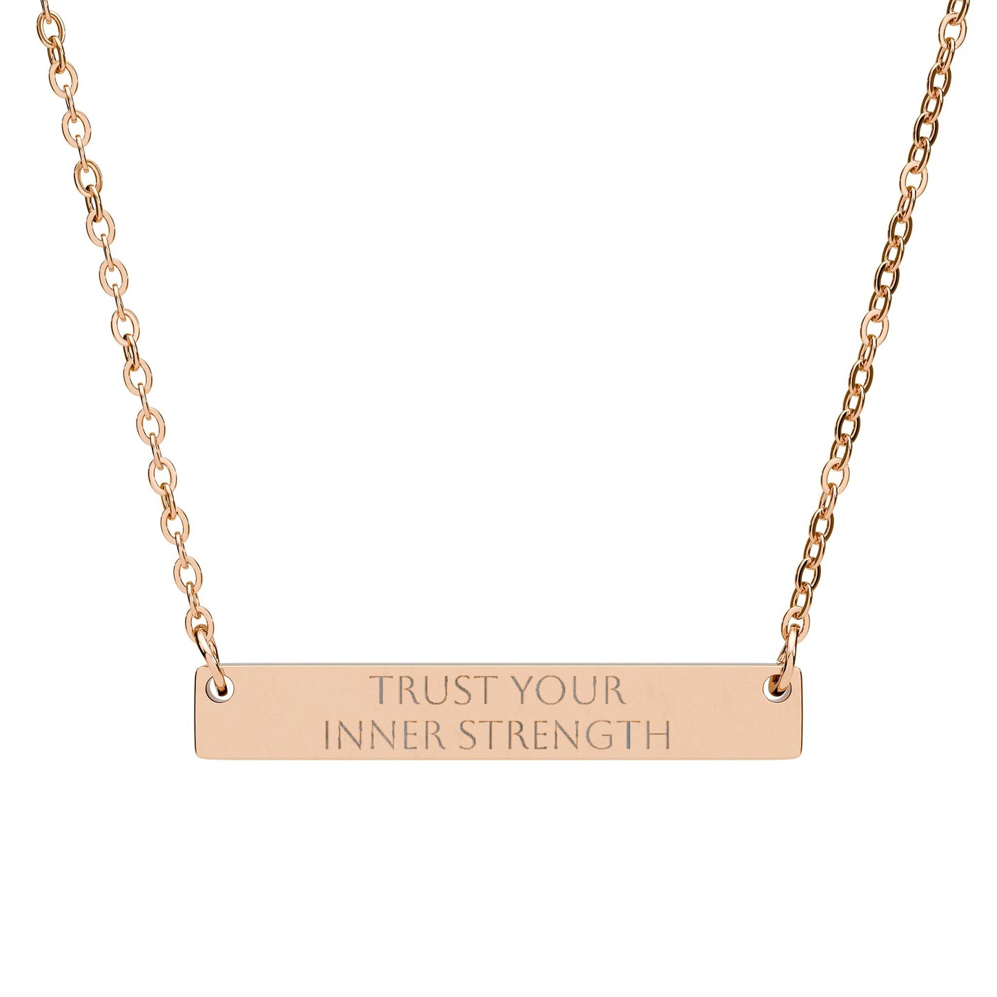 Trust Your Inner Strength Engraved Horizontal Bar Necklace