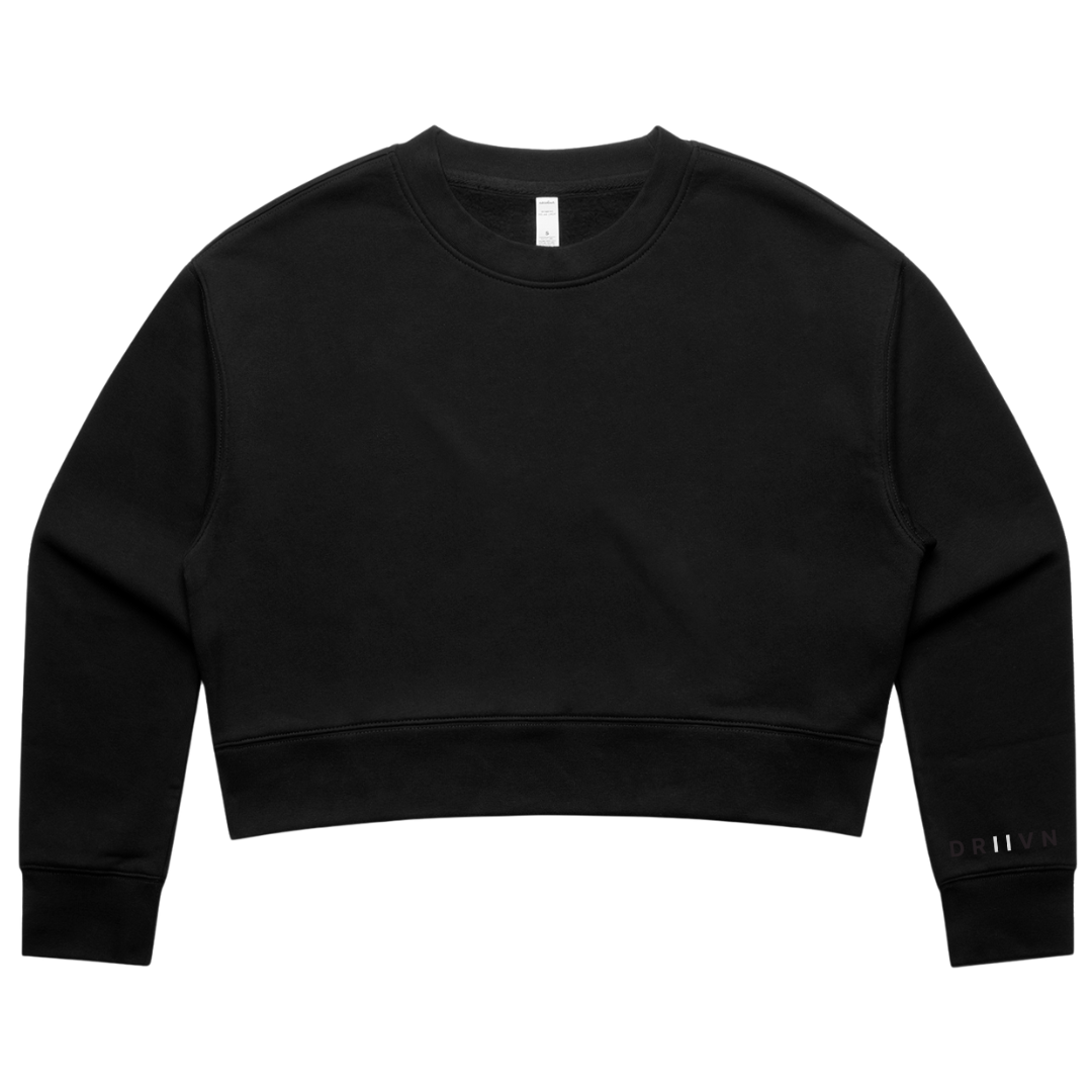 Never Look Back Embroidered Cropped Crewneck