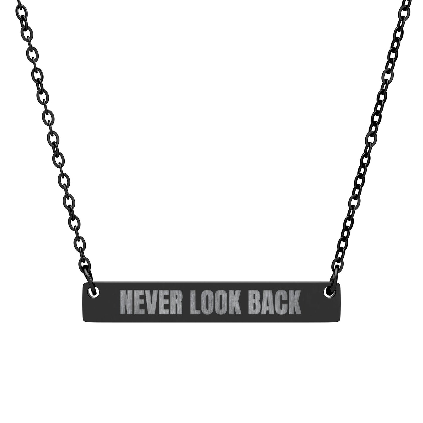 Never Look Back Engraved Horizontal Bar Necklace