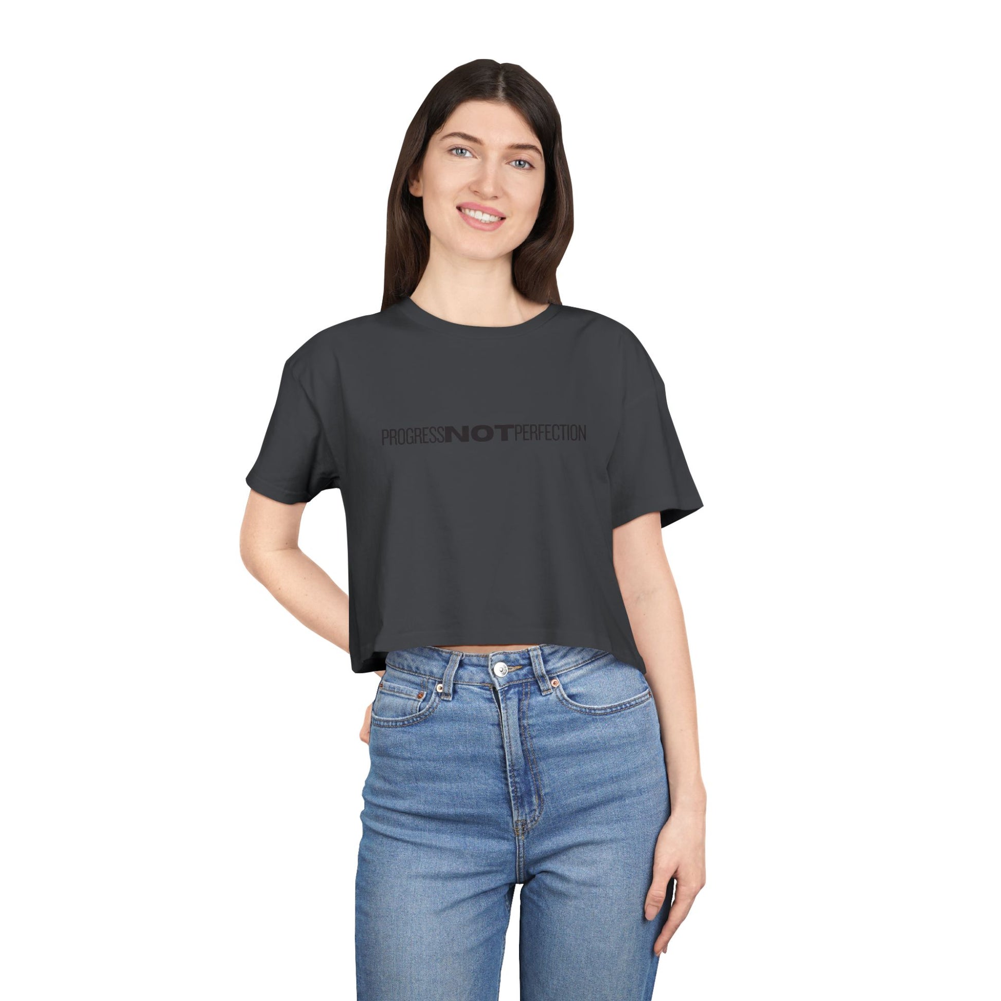 Progress Not Perfection Cropped Graphic Tee