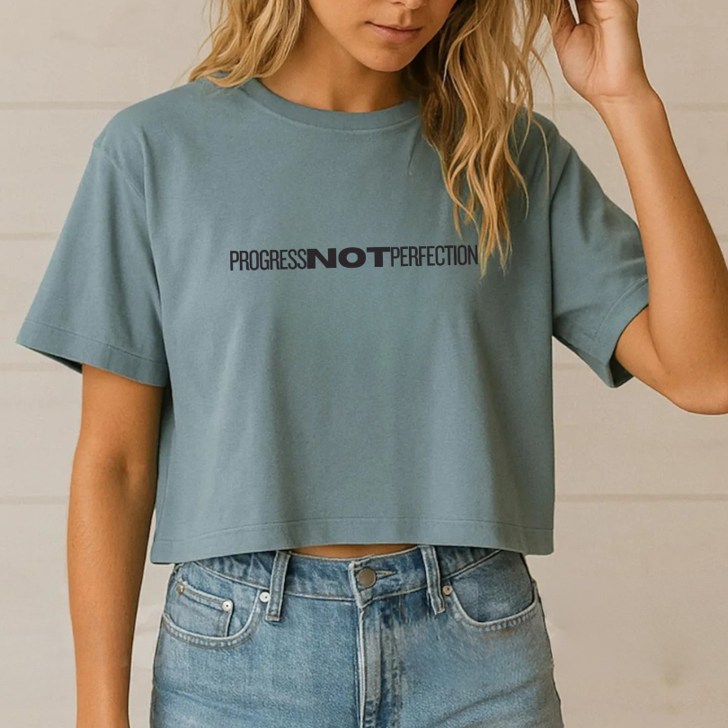 Progress Not Perfection Cropped Graphic Tee