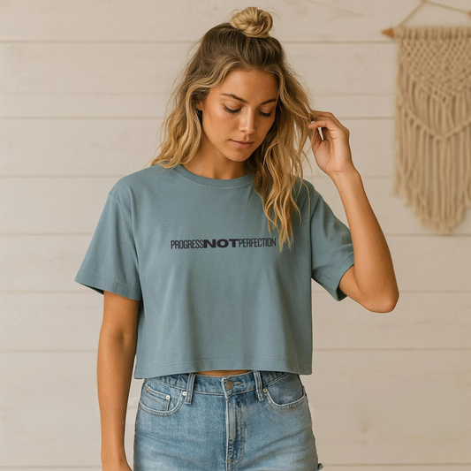Progress Not Perfection Cropped Graphic Tee